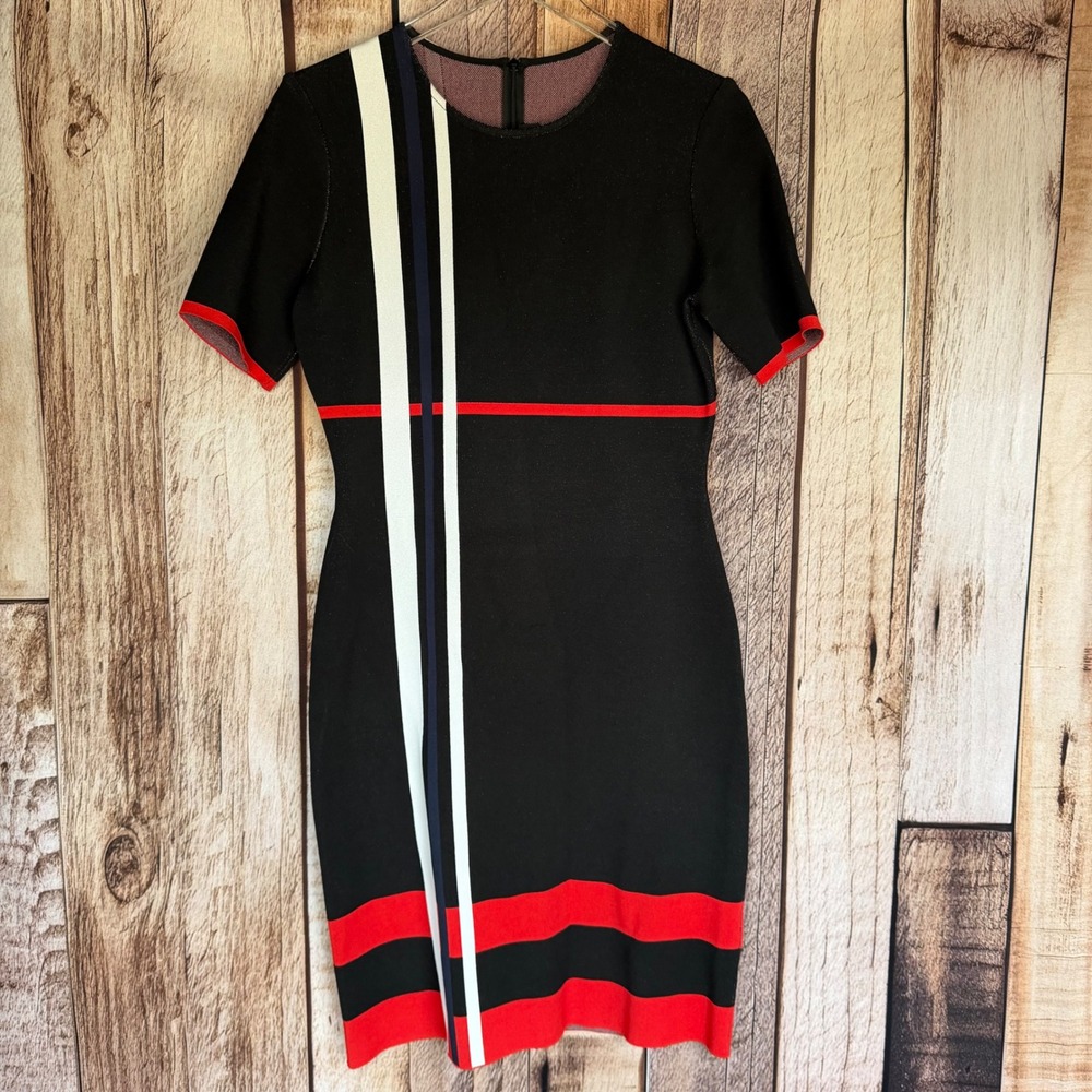 St. John Collection‎ Dress Santana Knit Midi Resort Timeless Black Red Size 8